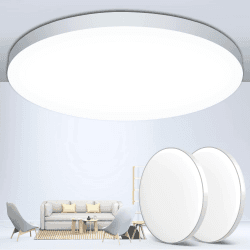 LED Deckenleuchte Deckenlampe Lampe Decke LED [2Stück] Ø28cm 24W,6500K,2000LM,IP44 Wasserfest Rund Modern Schlicht Weiß Badlampe für Kellerlampe,Schlafzimmer,Wohnzimmer,Küchenlampe, Badezimmer,Balkon 6500k-weißer Rand 2 Stück