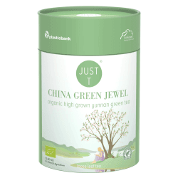 JUST T China Green Jewel Loser Tee, 125g | Bio Grüner Tee – Gemischt mit Yunnan | Bio Loser Tee – Biologisch Hochland-Tee im Nachhaltigen Vorratsdose für alle Teeliebhaber Loose Leaf