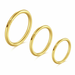 Longita 2 Stück Nasenpiercing Ring, 316L Chirurgenstahl Nasenring, Septum Clicker Ring, Helix Conch Knorpel Tragus Piercing Ohr Innendurchmesser 5-12MM Silber Gold Schwarz 3stück-gold-16g