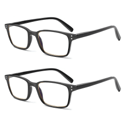 COJWIS Lesebrille 2 Pack Blaue Licht Blockieren Brille Federscharnier Anti Schwindlig Damen und Herren Leicht Brillen (2 Schwarz, 1.25, multiplier_x) 2 Black 1.25 x