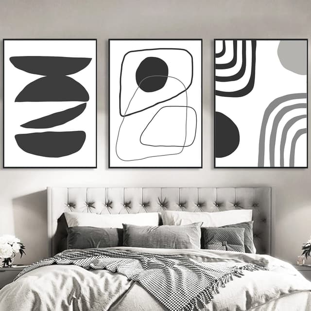 Sarah Duke 3er Poster Set Boho Wandbilder, Schwarz Weiß Geometrie Line Art Bilder, Kunstposter für Wohnzimmer Schlafzimmer Wanddeko, Ohne Rahmen (50x70cm)