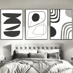 Sarah Duke 3er Poster Set Boho Wandbilder, Schwarz Weiß Geometrie Line Art Bilder, Kunstposter für Wohnzimmer Schlafzimmer Wanddeko, Ohne Rahmen (50x70cm)