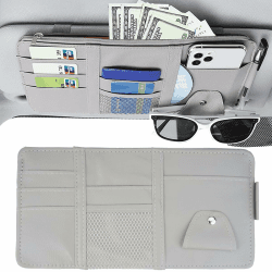 Organizer Auto Blende,Sonnenblenden Organizer,31x15.5cm Auto Sonnenblende Organizer,Auto Interieur Leder Sonnenblenden Organizer für Sonnenbrille Halter Kartenhalter Multifunktions Aufbewahrungstasche