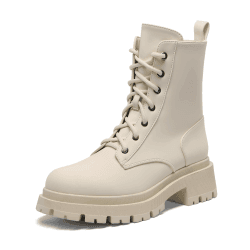 DREAM PAIRS Damenstiefel Schnürstiefel Silhouette Bequemer Reißverschluss Warmes Futter Lug Sohle Innenreißverschluss 39 EU Beige