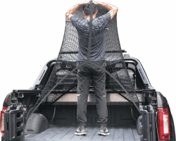 Hochelastisches Gepäcknetz, einfacher LKW-Bett-Organizer, geeignet für tägliche leichte Lasten von LKWs, 1,2 x 1,2 m dehnbar bis 2,1 m x 2,1 m (einlagig)