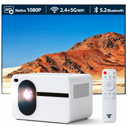 Mini Beamer,Full HD 1080P Projektor, 5G WiFi Bluetooth Outdoor Beamer, 15000 Lumens Heimkino Projector, 300" Max Bild Beamer Kompatibel mit iOS/Android/Laptop/HDMI/USB/X-Box（Weiß） M261 Weiß