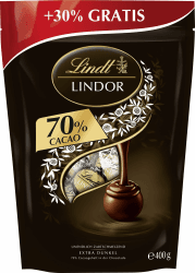 Lindt Schokolade LINDOR Kugeln Edelbitter | 400 g | Ca. 30 Kugeln Edelbitterschokolade mit 70% Kakao mit dunkler zartschmelzender Füllung | Pralinengeschenk | Schokoladengeschenk