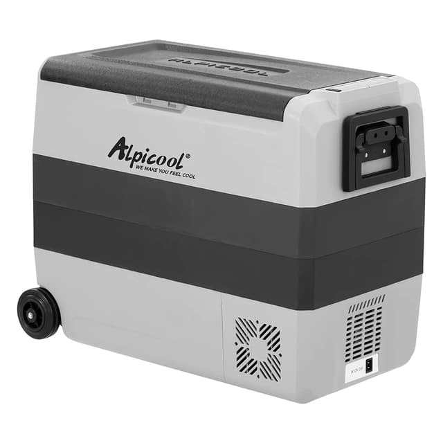 Alpicool T60 60 Liter tragbarer Kühlschrank 12V 24V Kühlbox elektrische Gefrierbox klein Gefrierschrank für Auto Camping, LKW, Boot und Steckdose mit USB-Anschluss 60L
