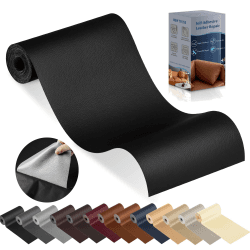 YAFLC kunstleder selbstklebend Schwarz, 10 x 160cm leder patch selbstklebend, kunstleder reparaturset für couch Autositz Sofa Möbel Leder Reparatur Jacken und Renovierung 10x160cm Schwarz