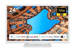 Toshiba 24WK3C64DAW 24 Zoll Fernseher/Smart TV (HD Ready, HDR, Alexa Built-In, Triple-Tuner, Bluetooth) - Inkl. 6 Monate HD+ [2023], Weiß 24 Zoll weiß HD