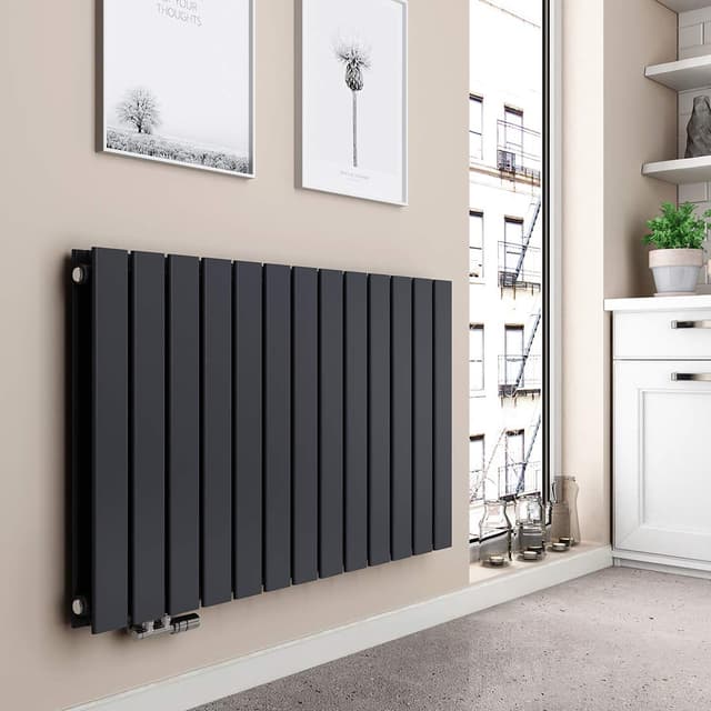 EMKE Heizkörper Horizontal 630x1000mm, Flachheizkörper Doppellagig Design Heizkörper Flach Paneelheizkörper Seitenanschluss Heizung Anthrazit 1343W 630x1000mm Anthrazit | Doppellagig
