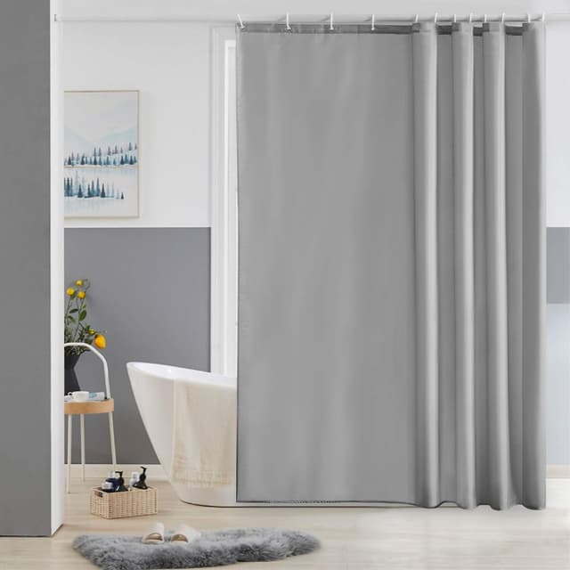 Furlinic 180x180 Duschvorhang Anti-schimmel in Badezimmer Vorhang für Badewanne Dusche, Textile Vorhänge aus Stoff Wasserdicht Waschbar, mit 12 Duschvorhangringe Grau. 180.00 x 180.00 cms Grau