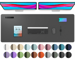 Aothia Schreibtischunterlage,PU-Leder-Schreibtischmatte,Mauspad,rutschfester Schreibtischschutz,wasserdichter Schreibtisch-Schreibblock für Büro und Zuhause(122x43cm,Grau) 122cm x 43cm grau