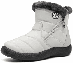 Gaatpot Damen Winterstiefel Wasserdicht Warm gefütterte Schneestiefel Winterschuhe Winter Kurzschaft Stiefel Boots Schuhe 41 EU Beige