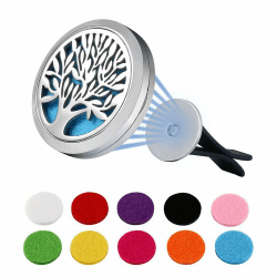 Vicloon Auto Aromatherapie Diffusor, Magnetische Kombination Auto Aroma Diffuser, Auto Aromatherapie Ätherisches Öl Diffusor Lufterfrischer Vent Clip Medaillon mit 10 Stücke Ersatz Filzpad 1pcs- Baumstil 2