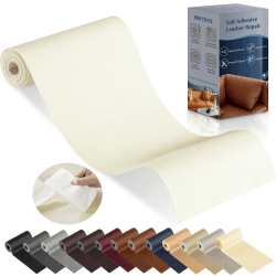 YAFLC kunstleder selbstklebend Milchweiß, 10 x 160cm leder patch selbstklebend, kunstleder reparaturset für couch Sofa Autositz Möbel Leder Reparatur Jacken und Renovierung 10x160cm Milchweiß