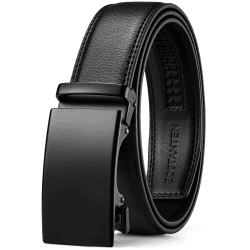 BOSTANTEN Gürtel Herren, Ledergürtel für Herren mit Ratsche Automatikschließe Business Anzug Gürtel Breit 35mm,Größe Angepasst 004-schwarz Länge 125CM,36"-42" taille verstellbar
