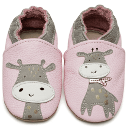 IceUnicorn Krabbelschuhe Baby Jungen Mädchen Lauflernschuhe Baby Weicher Leder Babyhausschuhe Kleinkind Babyschuhe 0-6 Monate Giraffe Rosa