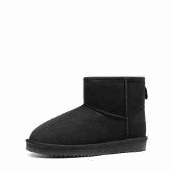 DREAM PAIRS Damen Schneestiefel Winterstiefel Snow Boots Bequeme Flache Schuhe Wärme und Komfort FuzzyClassic I Niedriger Stiefel 44 EU Schwarz