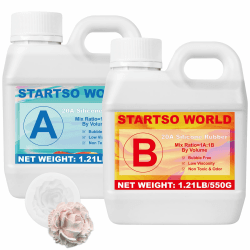 STARTSO WORLD Flüssiges Silikonkautschuk, 1L/1.1kg 20A Silikon Formenbau Kit, Transluzenter Silikonkautschuk für den Formenbau, ideal für DIY Harzformen, Kerzenform, Seifenform, Gießen,Basteln Transluzenter 1L