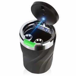 Aschenbecher Auto, Auto Aschenbecher mit leuchtender Öffnungsknopf, rauchfreien Aschenbecher mit Deckel, Tragbarer Edelstahl Aschenbecher mit LED Licht, für Autos Van (leuchtender Öffnungsknopf)