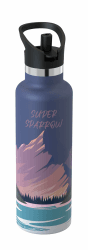 Super Sparrow Trinkflasche Edelstahl - Thermobecher - 350ml, 500ml, 750ml, 1L - Standardmund Stroh-Deckel - BPA-Frei Thermoskanne, Thermosflasche für Sport, Travel, Schule, Outdoor 750 ml P- Sternenklares Lila