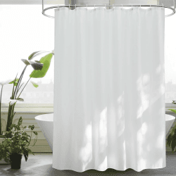 EurCross Duschvorhang 200x200 Anti-Schimmel für das Badezimmer, Weiß Textil Stoff Wasserdicht Waschbar Antibakteriell Bad Vorhang mit 14 Duschvorhangringe Weiß 200 x 200 cm