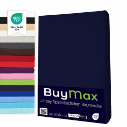 Buymax Spannbettlaken 70x140cm Baumwolle 100% Kinderbett Spannbetttuch Baby Bettlaken Jersey, Matratzenhöhe bis 15 cm, Farbe Marineblau 70x140x15 cm Marineblau 1