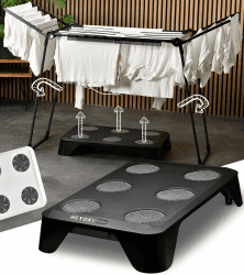 HEYDRY® Wäschetrockner für Wäscheständer - Energiesparende und Platzsparende Alternative zu herkömmlichen Trocknern - mobiler Lufttrockner - Tropfwasser geschützt - Made in Germany (schwarz)