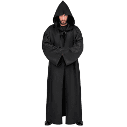 Myir JUN Umhang mit Kapuze, Kostüm Herren Robe mit Kapuze Halloween Cape Gewand Karneval Fasching Männer Erwachsene Cosplay Party Outfit (Schwarz, XL) Schwarz XL