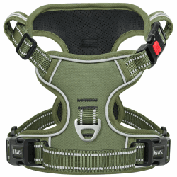 HEELE Hundegeschirr, Brustgeschirre für Hunde, Laufgeschirre Hund mit abschließbarem Schnappverschluss, einstellbare reflektierende Hundegeschirre, Offen am Hals, Anti Zug Dog Harness, Grün, S S - Brustumfang: 35-61cm Schloss-Grün