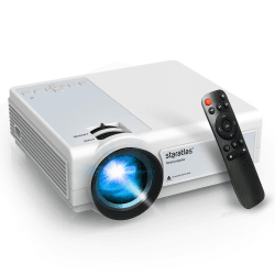 Staratlas Beamer,Full HD 1080P Beamer,Bluetooth Beamer 4K Unterstützt,Tragbare Mini Beamer Heimkino,Home/Outdoor Projektor Kompatibel mit Smartphone/HDMI/USB/AV/Fire Stick/PS5 (Weiß)