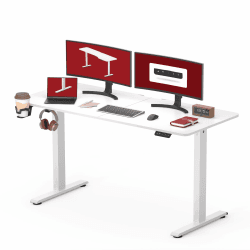 SANODESK Höhenverstellbarer Schreibtisch 140 x 60 cm Schreibtisch Höhenverstellbar Elektrisch Ergonomischer Steh-Sitz Tisch Computertisch für Heimbüro Homeoffice(weiß) 140 x 60 cm Weiß+weiß