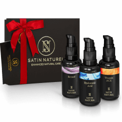 Weihnachtsgeschenke für Frauen Wellness Geschenke für Frauen Retinol Serum + Hyaluron Serum + Vitamin C Serum 3x30ml, Beauty Skincare Set Vegan - Geburtstagsgeschenke für Frauen - Satin Naturel Skincare Set mit 3 Seren