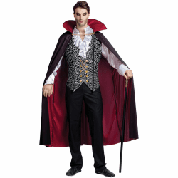 Spooktacular Creations Renaissance Mittelalterliche Vampir Deluxe Halloween Kostüm für Herren Rollenspiel Sins Cosplay Silber M