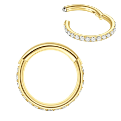 Popuhoops Nasenringe Zirkonia Nasenring Knorpel Ohrring Klar CZ Hoop Septumring Clicker 316L Chirurgenstahl Körperpiercing Helix Ohrläppchen Daith Rook Conch Tragus Piercing Schmuck 0,8mm 1,0mm 1,2mm 1Stück 1,0 mm*7mm Goldfarben