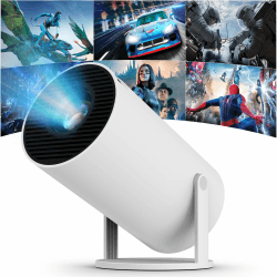 Mini Beamer 4K Mini Projektor unterstützt 5G WiFi, BT5.0 mit Android 11,Tragbarer Videoprojektor Automatische Keystone-Korrektur, 180 Grad, 130 Zoll Geeignet für Telefon/PC/HDMI USB Weiß