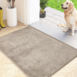 FCSDETAIL Schmutzfangmatte Innen 50 x 80 cm, rutschfeste Maschinenwaschbare Fußmatte, Sauberlaufmatte, Eingangstürmatte mit Wasserabsorbierenden, Fussmatte für Hund, Eingang, Haustür & Flur 50 x 80 cm Beige