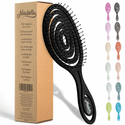 Ninabella Haarbürste ohne Ziepen für Damen, Herren & Kinder - Entwirrbürste für Locken, lange & nasse Haare - Nachhaltige Detangler Bürste mit Spiralfeder aus recyceltem Material - Hair Brush Black Schwarz