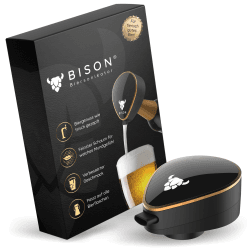 BISON Biersonikator - Ultraschall Flaschenaufsatz für Bier wie frisch gezapft - Geschenke für Männer Schwarz-gold