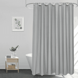 EurCross Extra Größe Duschvorhang 200x200, Grau Wasserdicht Waschbar Bad Vorhang, Anti-Schimmel Antibakteriell Duschvorhänge für Badezimmer mit 14 Ringe Grau 200 x 200 cm
