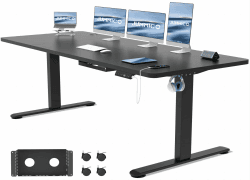 JUMMICO Höhenverstellbarer Schreibtisch Höhenverstellbar Elektrisch, Ergonomischer Steh-Sitz Tisch Stehpult Verstellbarer Computertisch,Stehschreibtisch Bürotisch Standing Desk,200 x 80 cm, Schwarz Schwarz 80 x 200 cm