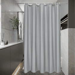EurCross Duschvorhang 120x180 Grau Schmal Wasserdicht Dusch Vorhang, Textil Stoff Anti-Schimmel Waschbar Badevorhang für Badezimmer mit 8 Ringen Grau 120 x 180 cm