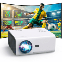 Mini Beamer 4K [Elektrischer Fokus/Trapezkorrektur/Zoom], YUZINO 15000L Full HD 1080P WiFi Bluetooth Projektor, Heimkino/Outdoor Video Beamer für TV Stick/Laptop/Handy/Tablet/Spielkonsole HDMI USB