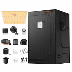 Spider Farmer Grow box Komplett Set SF4000 LED Pflanzenlampe Vollspektrum Dimmbarer Grow Light GrowZelt Kit Komplettes 120x120x200cm Hydroponics Grow Tent Zuchtzelt mit 6 inch Inline Abluftventilator SF4000Kits-Knob Controller