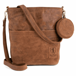 Berliner Bags Vintage Schultertasche Sofia, Umhängetasche mit 2 Riemen aus Leder, Handtasche für Frauen - Braun Camel