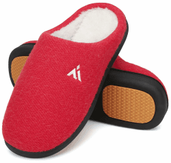Mishansha Herren Damen Warme Hausschuhe Winter Memory Foam Plüsch Pantoffeln Rutschfest Slippers,Gr.36-48 38 EU Kaiserliches Rot