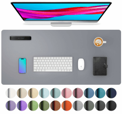Aothia schreibtischunterlage,Mauspad, Büro-Schreibtischmatte, rutschfester PU-Leder-schreibtischmatte,wasserdichter schreibunterlage für Büro und Zuhause (60cmX35cm,Hellgrau) 60cm x 35cm Hellgrau