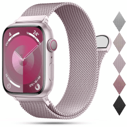 OULUOQI Ersatzarmband Kompatibel mit Apple Watch Armband 41mm 40mm 38mm 46mm 45mm 44mm 42mm Damen Herren, Einstellbar Metall Armbänder aus Edelstahl für iWatch Series Se Ultra 10 9 8 7 6 5 4 3 2 1 Rosa 38mm/40mm/41mm/42mm(Series 10)