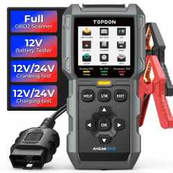 TOPDON AL500B OBD2 Scanner Batterietester 2 in 1, OBD2 Diagnosegerät mit vollständigen OBD2 Funktionen Batterietester mit 12V Batterietests, 12V/24V Anlasser- und Ladetests AL500B-DE
